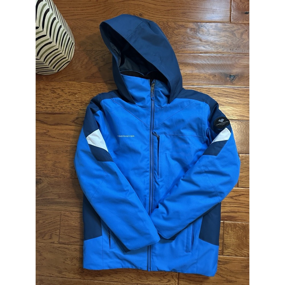 Obermeyer Ski Jacket Teen Boys Size L 14 16 Blue Insulated Coat Hooded 41060